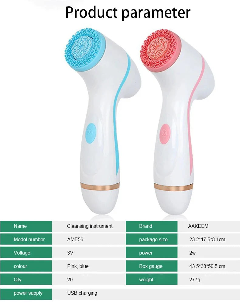3 In 1 Electric Cleansing Brush Ultrasonic Facial Cleaner Face Massagers Sonic Rotating Cleansing Brush Face Deep Cleansing Tool