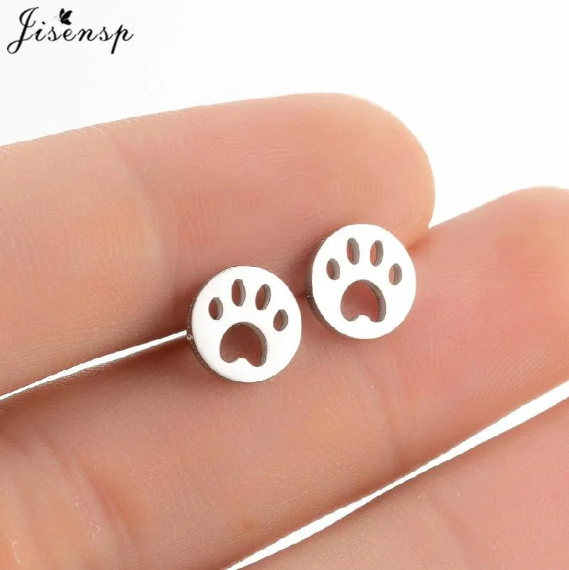 Cartoon Chihuahua Dog Earrings for Women Daily Jewelry Small Stainless Steel Cat Paw Stud Earrings Love My Pet Jewelry Gifts