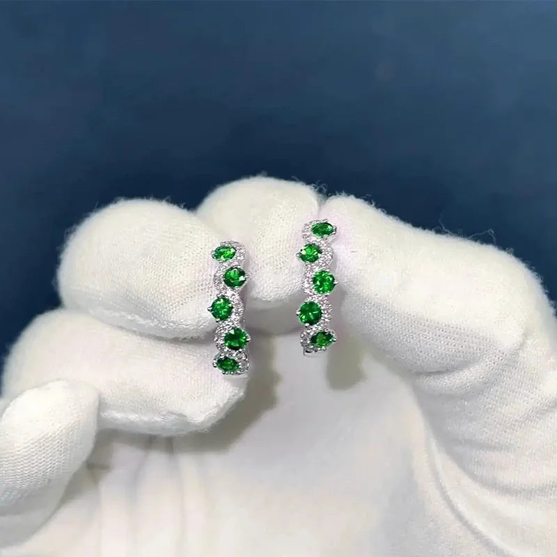 Huitan Chic Fashion Dainty Hoop Earrings Women Everyday Jewelry with Bright Cubic Zirconia Silver Color Accessories for Female