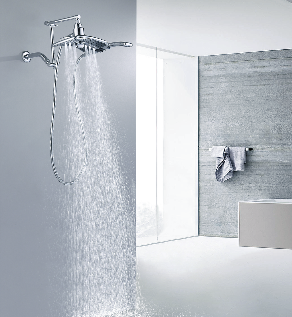 14 Inch Shower Arm Extender for Rain and Handheld Shower Head, Height & Angle Adjustable