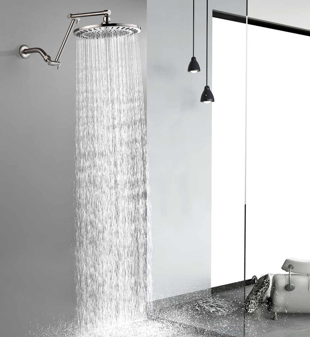 14 Inch Shower Arm Extender for Rain and Handheld Shower Head, Height & Angle Adjustable