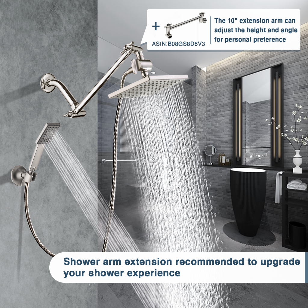 Dual Shower Head-Rain Shower Head with Handheld Shower Set, Diverter