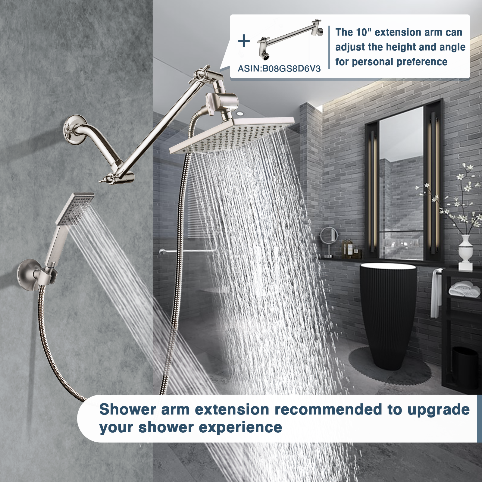 Dual Shower Head-Rain Shower Head with Handheld Shower Set, Diverter