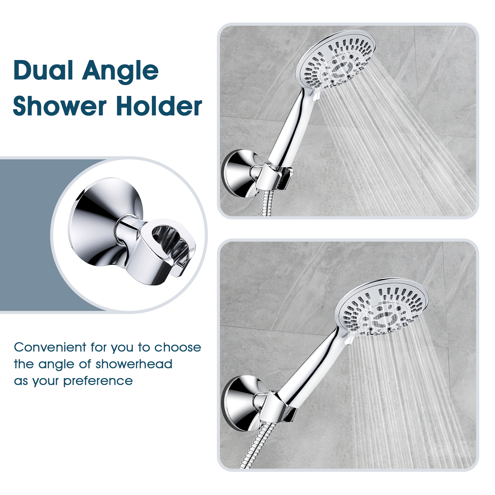 Strong Adhesive Shower Head Holder, Wall Mounted Handheld Shower Bracket, Screw Mounting
