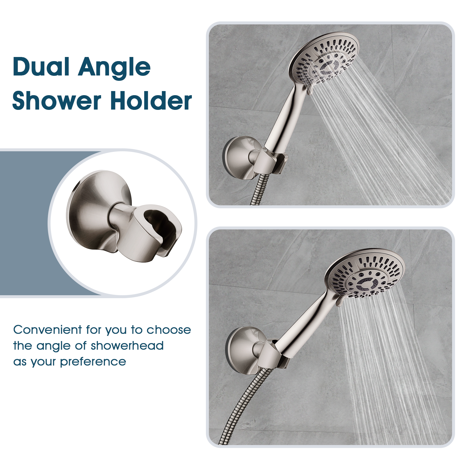 Strong Adhesive Shower Head Holder, Wall Mounted Handheld Shower Bracket, Screw Mounting