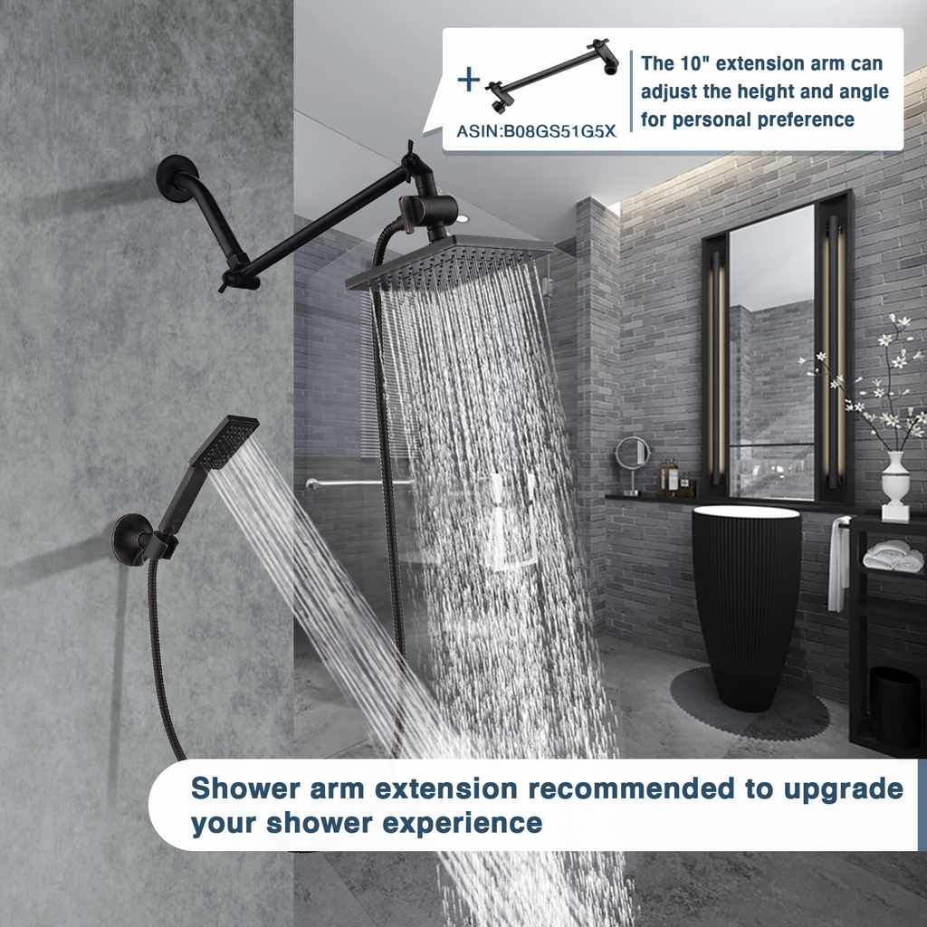 Dual Shower Head-Rain Shower Head with Handheld Shower Set, Diverter
