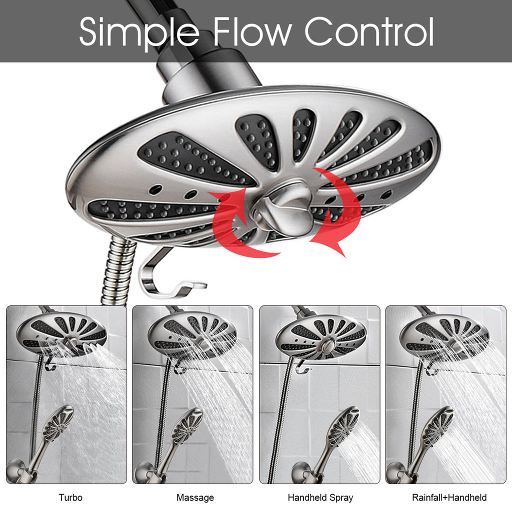 Shower Heads Combo - Rain Shower Head and Handheld Shower Head with Hose and Suction Holder