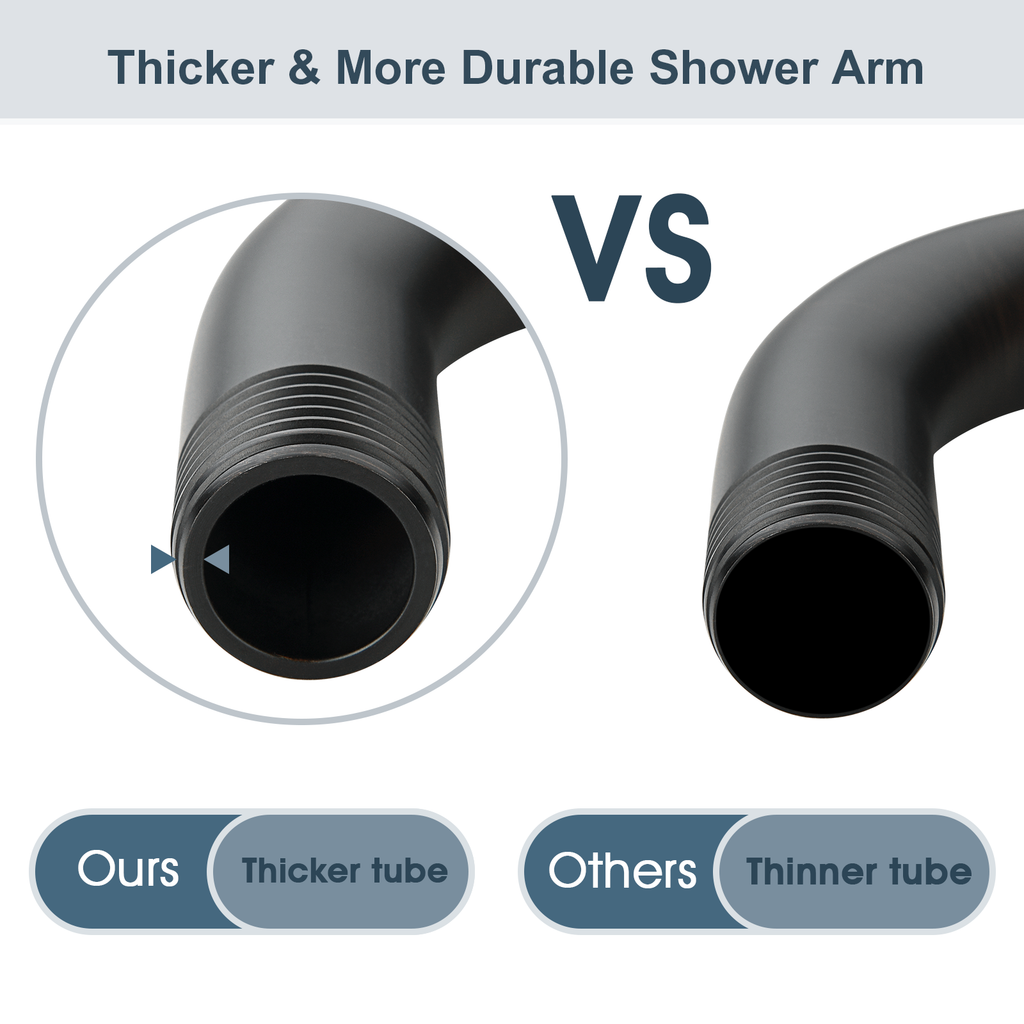 BRIGHT SHOWERS 10 Inch Solid Brass Shower Head Extension Arm, Wall Mounted Shower Pipe Arm