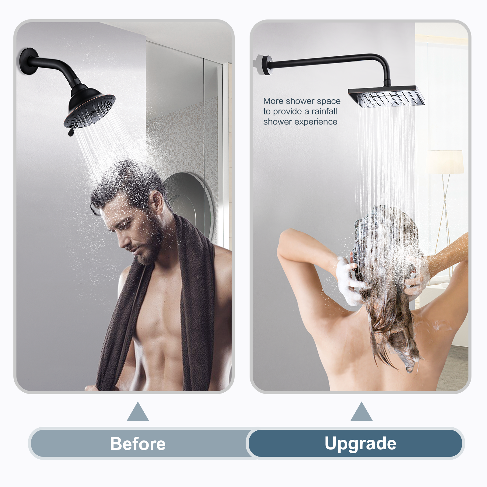 16 Inch Shower Head Extension Arm, Stainless Steel Rainfall Shower Head Pipe Arm