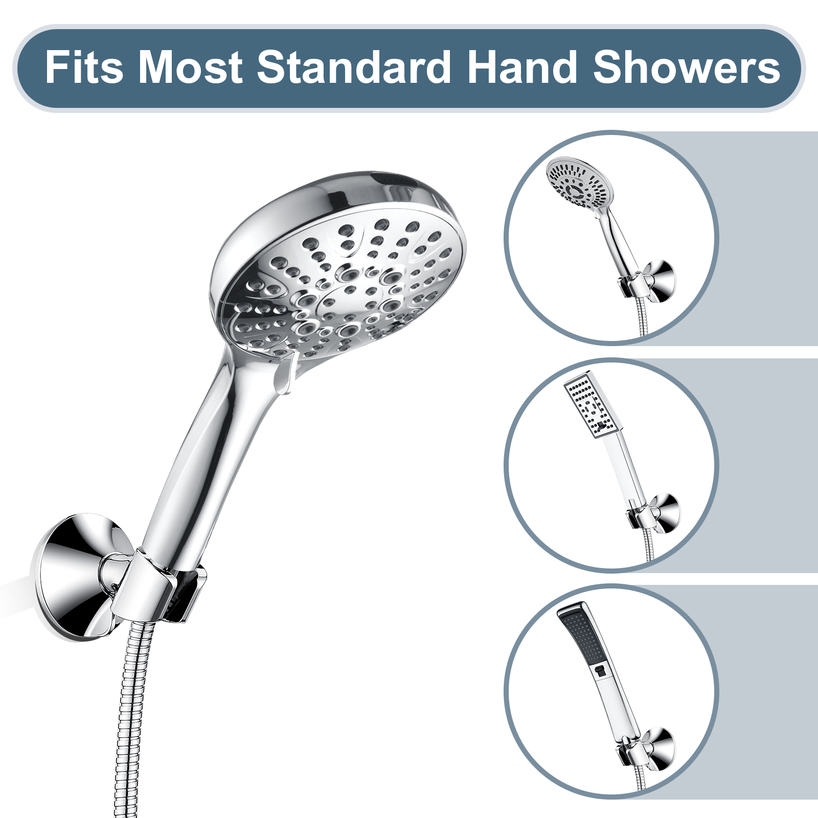 Strong Adhesive Shower Head Holder, Wall Mounted Handheld Shower Bracket, Screw Mounting