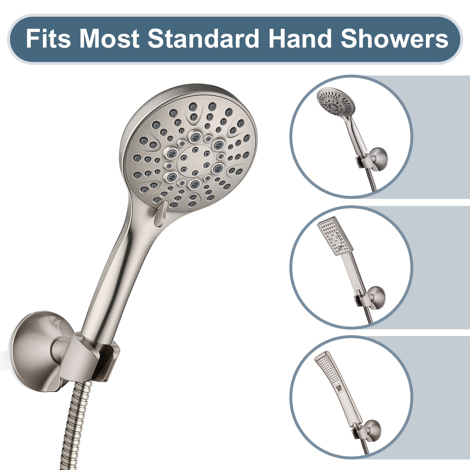 Strong Adhesive Shower Head Holder, Wall Mounted Handheld Shower Bracket, Screw Mounting
