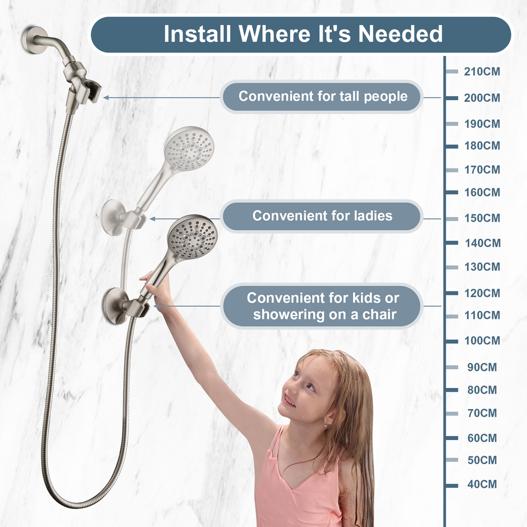 Strong Adhesive Shower Head Holder, Wall Mounted Handheld Shower Bracket, Screw Mounting
