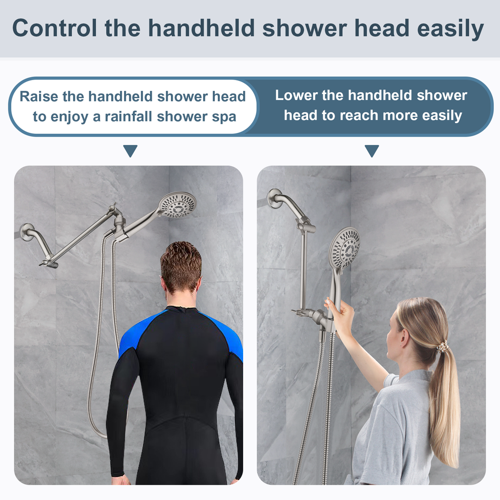 Brass Shower Head Extension Arm, Height & Angle Adjustable,10 Inch