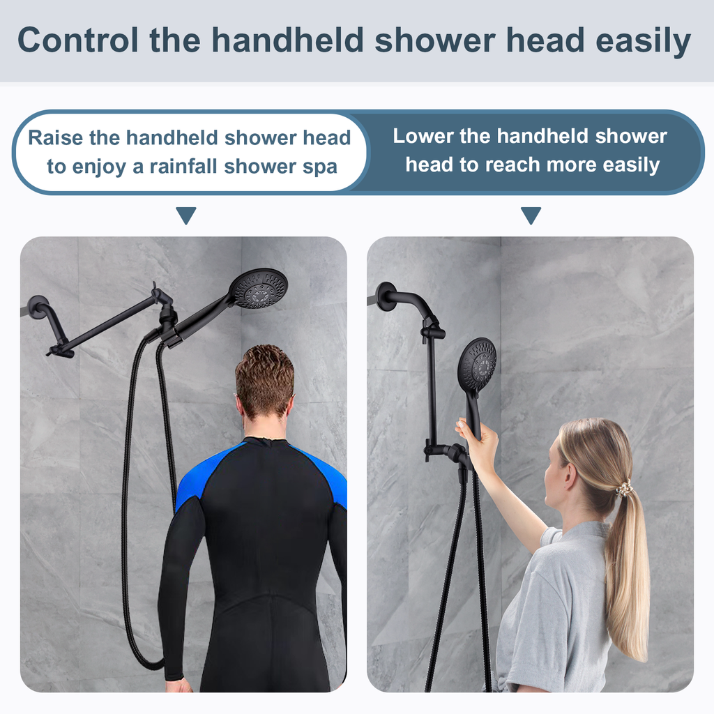 Brass Shower Head Extension Arm, Height & Angle Adjustable,10 Inch