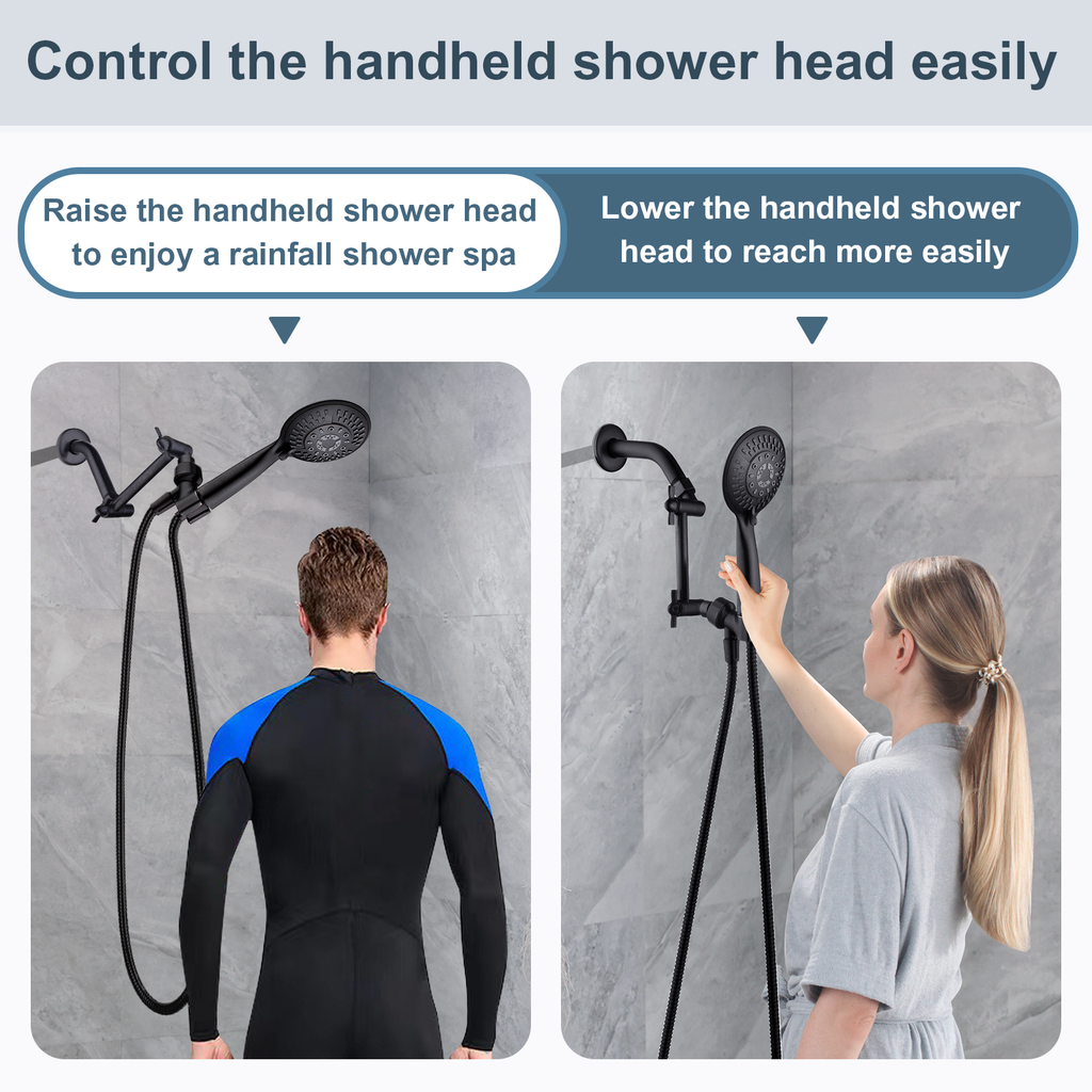 5 Inch Solid Brass Shower Arm Extender, Height & Angle Adjustable