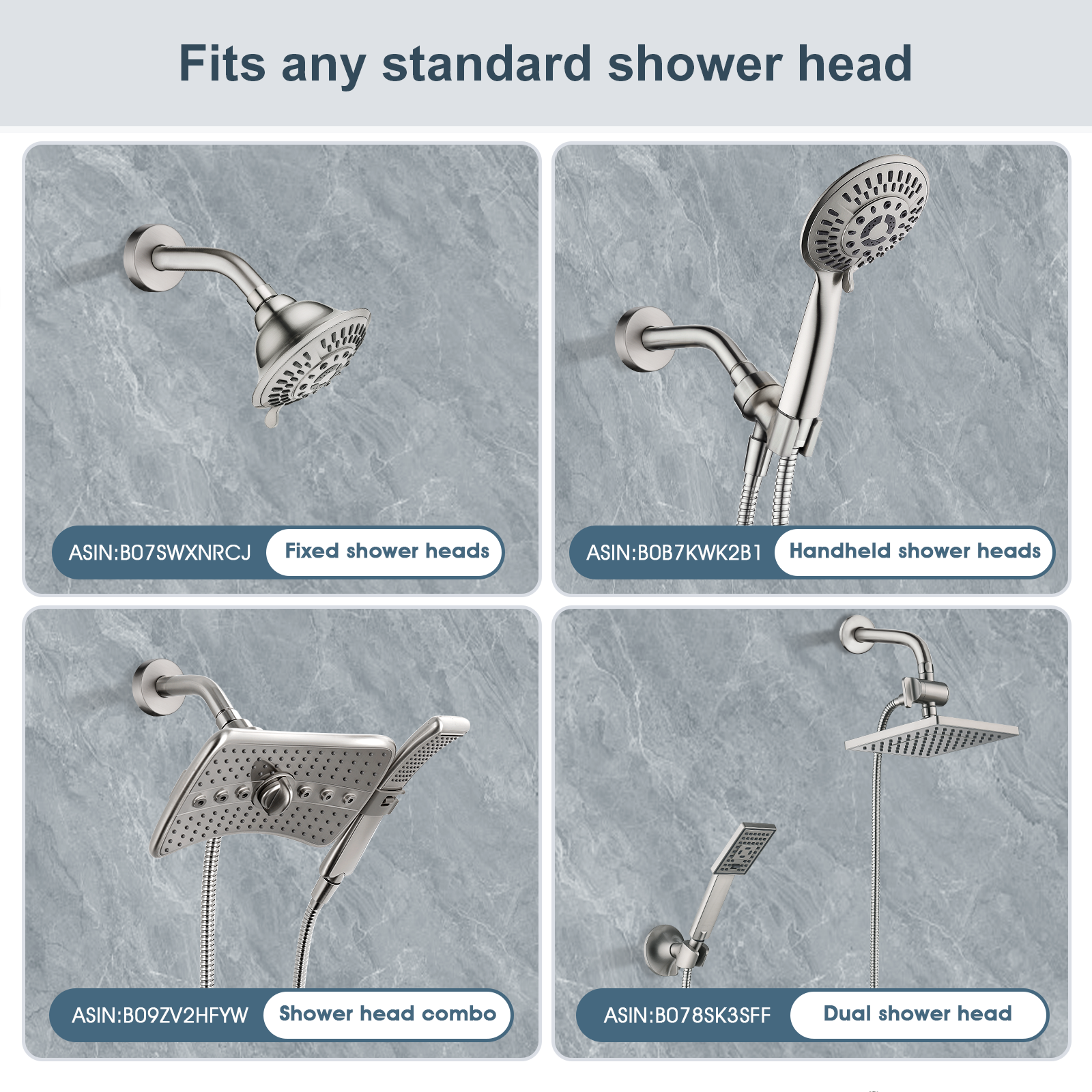 6 Inch Brass Shower Arm for Wall Mount Fixed and Handheld Shower Head, UPC:855738008794