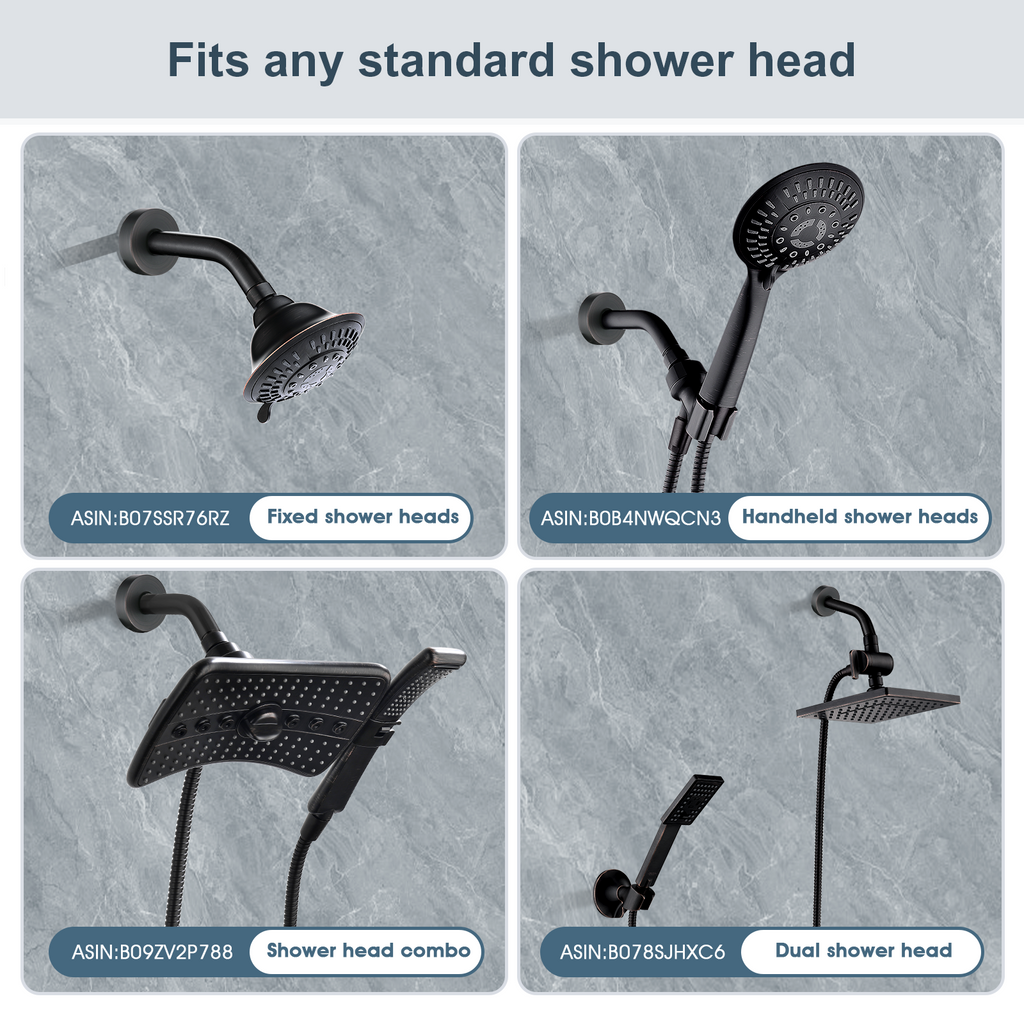 6 Inch Brass Shower Arm for Wall Mount Fixed and Handheld Shower Head, UPC:855738008794