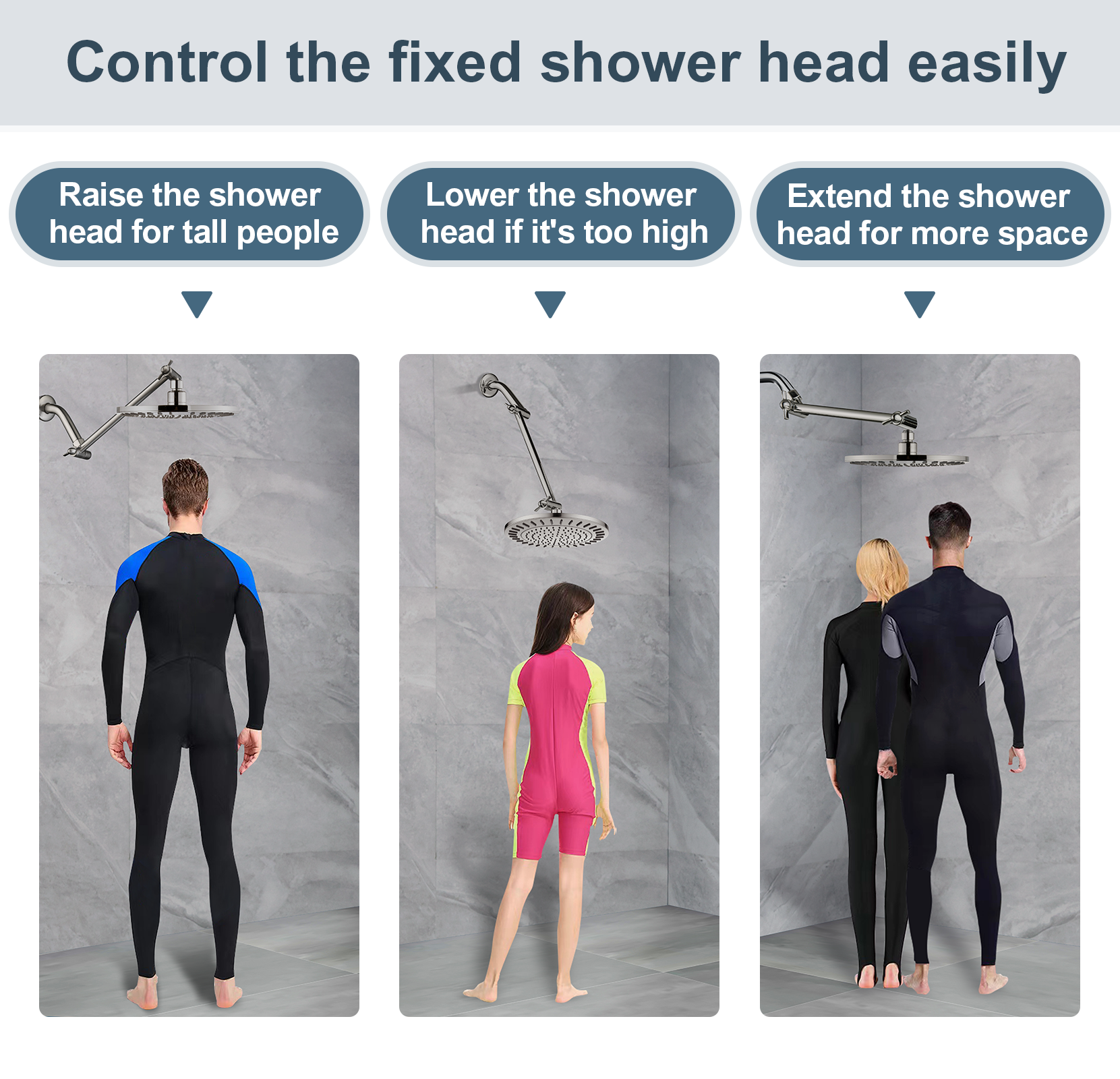 Brass Shower Head Extension Arm, Height & Angle Adjustable,10 Inch