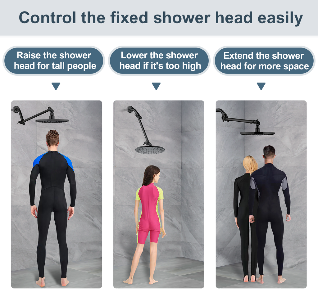 Brass Shower Head Extension Arm, Height & Angle Adjustable,10 Inch