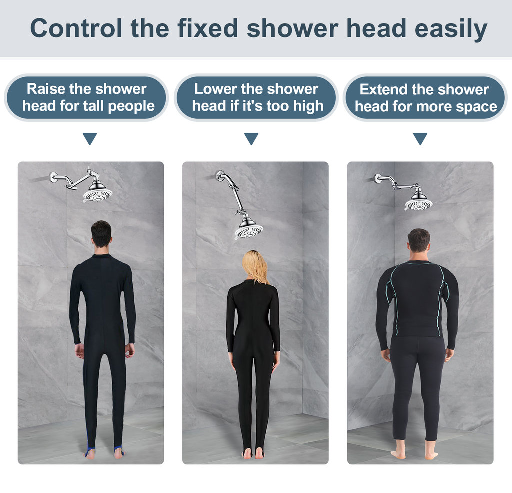 5 Inch Solid Brass Shower Arm Extender, Height & Angle Adjustable