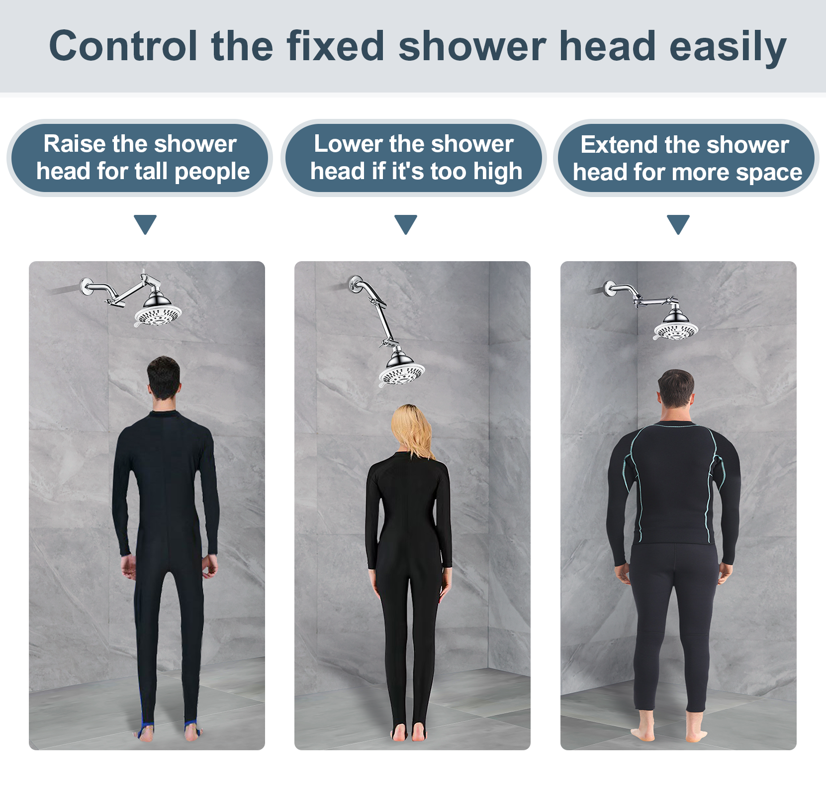 5 Inch Solid Brass Shower Arm Extender, Height & Angle Adjustable