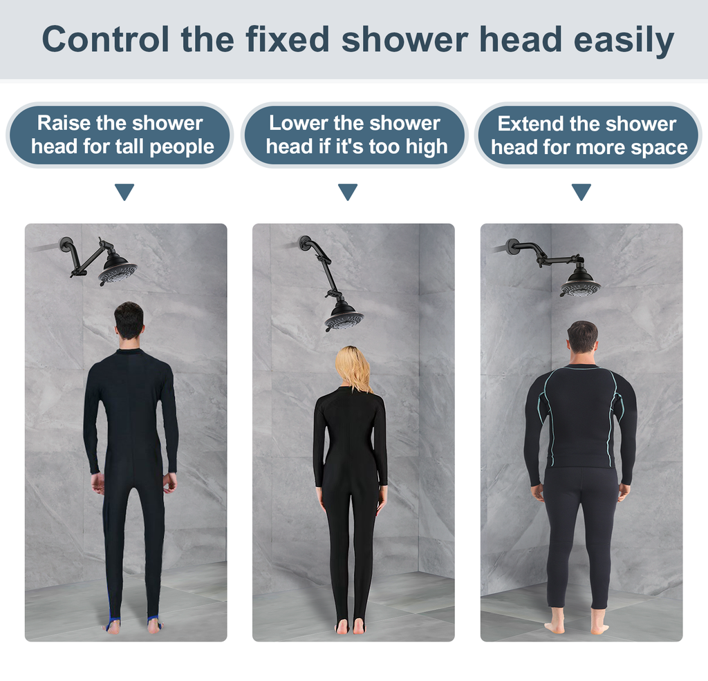 5 Inch Solid Brass Shower Arm Extender, Height & Angle Adjustable