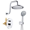 Bright Showers 9-Spray Shower Faucet Set -Shower Head with High Rise Arm, Handheld Head with Valve and Trim Kit
