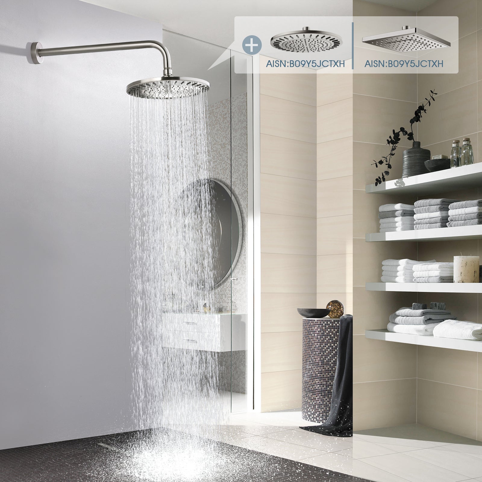 16 Inch Shower Head Extension Arm, Stainless Steel Rainfall Shower Head Pipe Arm