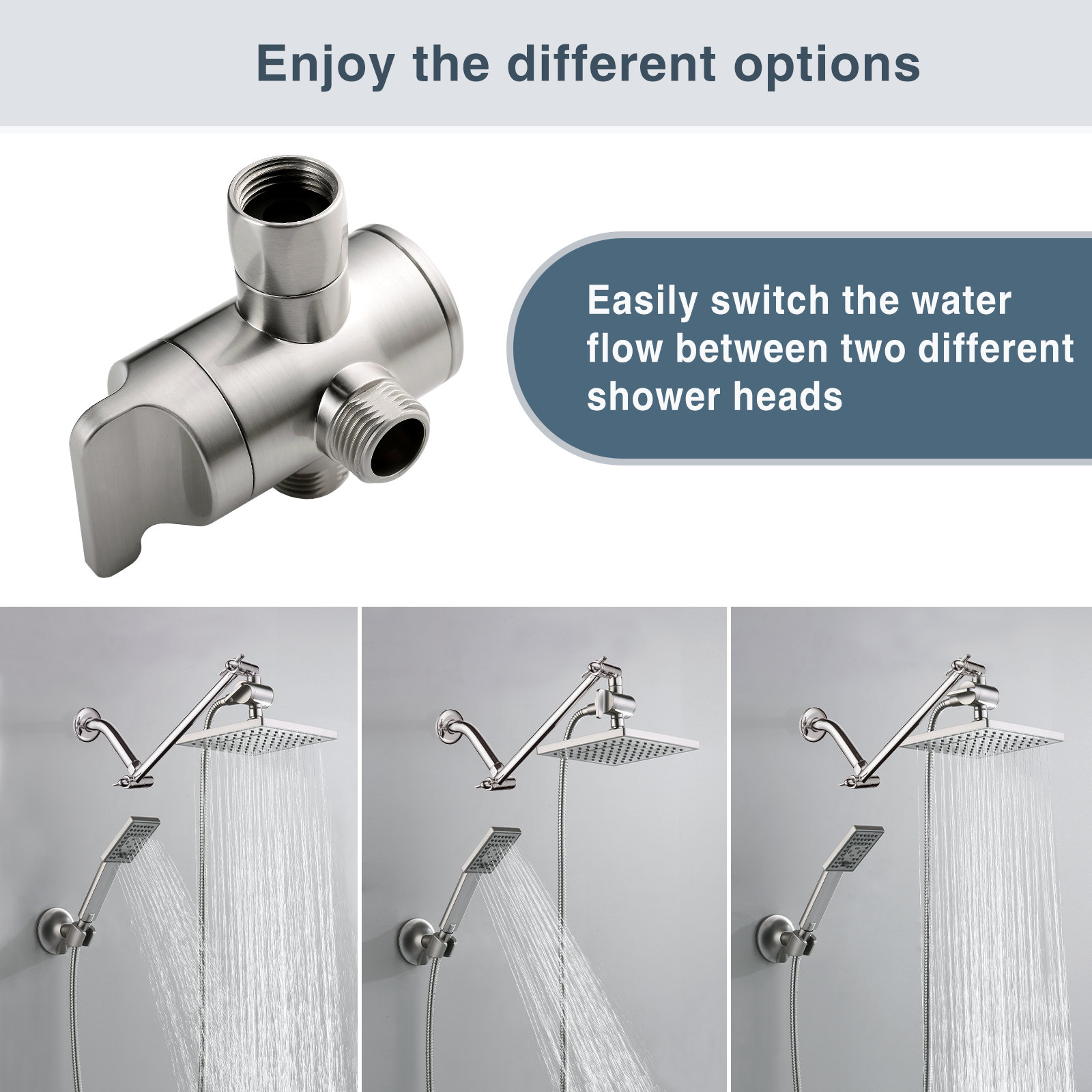 3-Way Shower Head Diverter Valve-Shower Arm Diverter