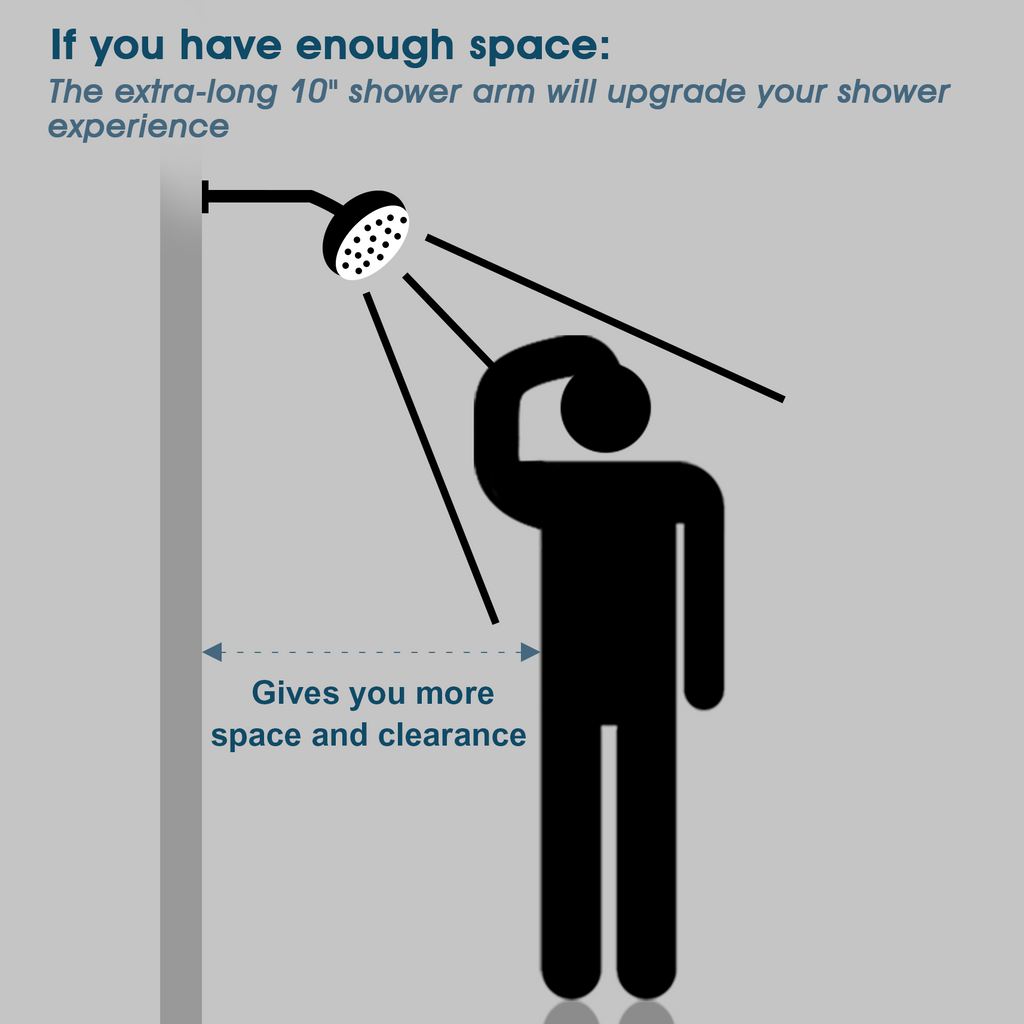 BRIGHT SHOWERS 10 Inch Solid Brass Shower Head Extension Arm, Wall Mounted Shower Pipe Arm