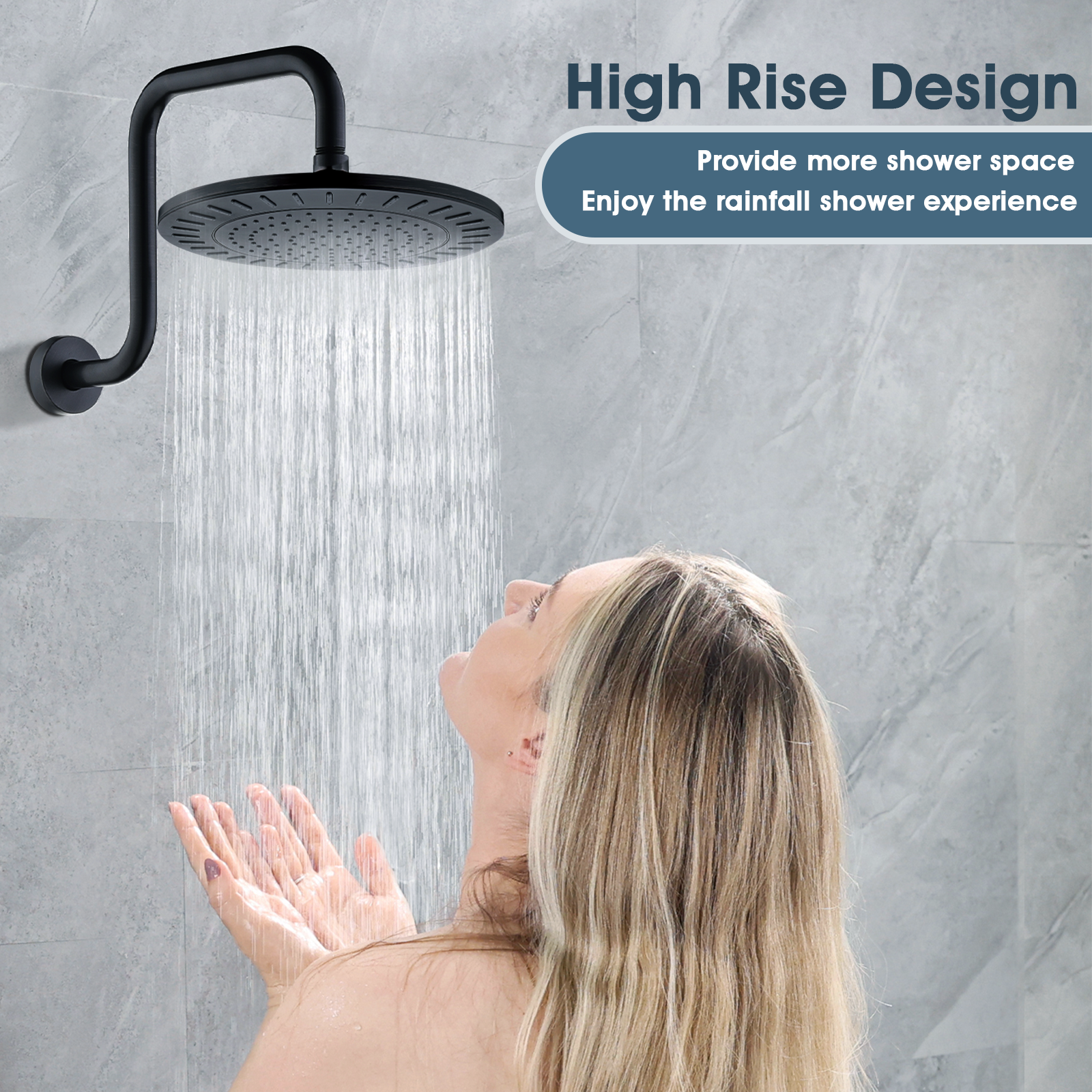 Bright Showers Shower Head Extension Arm with Flange S Shaped High Rise Extender,13 Inch