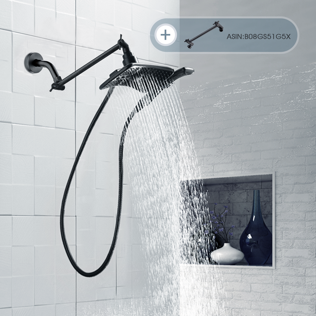 6 Inch Brass Shower Arm for Wall Mount Fixed and Handheld Shower Head, UPC:855738008794