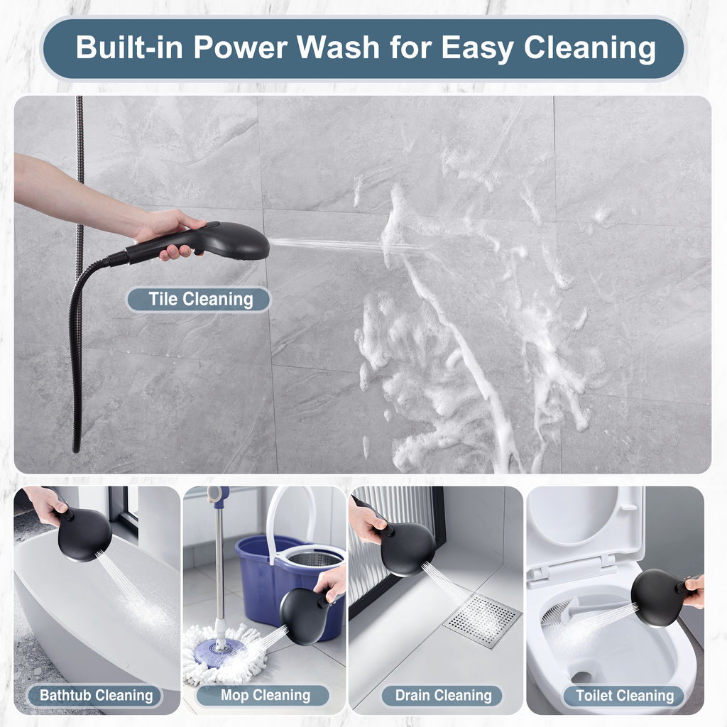 High Pressure Handheld Shower Head, 9-Spray Showerhead with 69" Hose, Bracket