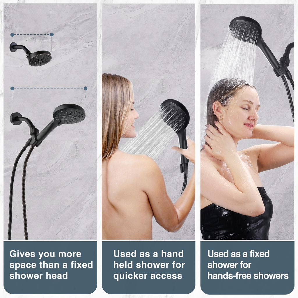High Pressure Handheld Shower Head, 9-Spray Showerhead with 69" Hose, Bracket
