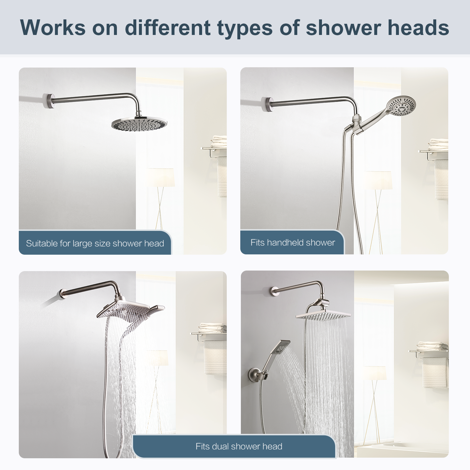 16 Inch Shower Head Extension Arm, Stainless Steel Rainfall Shower Head Pipe Arm