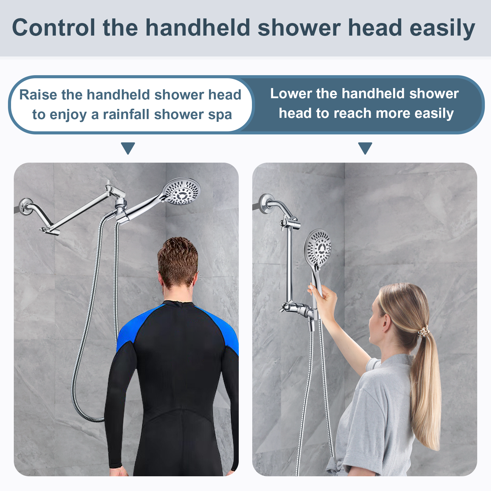 Brass Shower Head Extension Arm, Height & Angle Adjustable,10 Inch