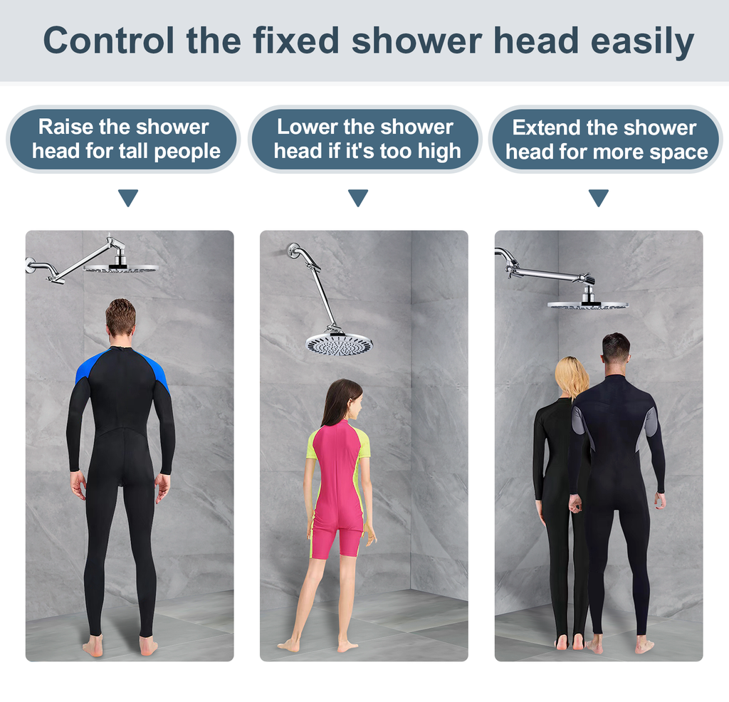 Brass Shower Head Extension Arm, Height & Angle Adjustable,10 Inch