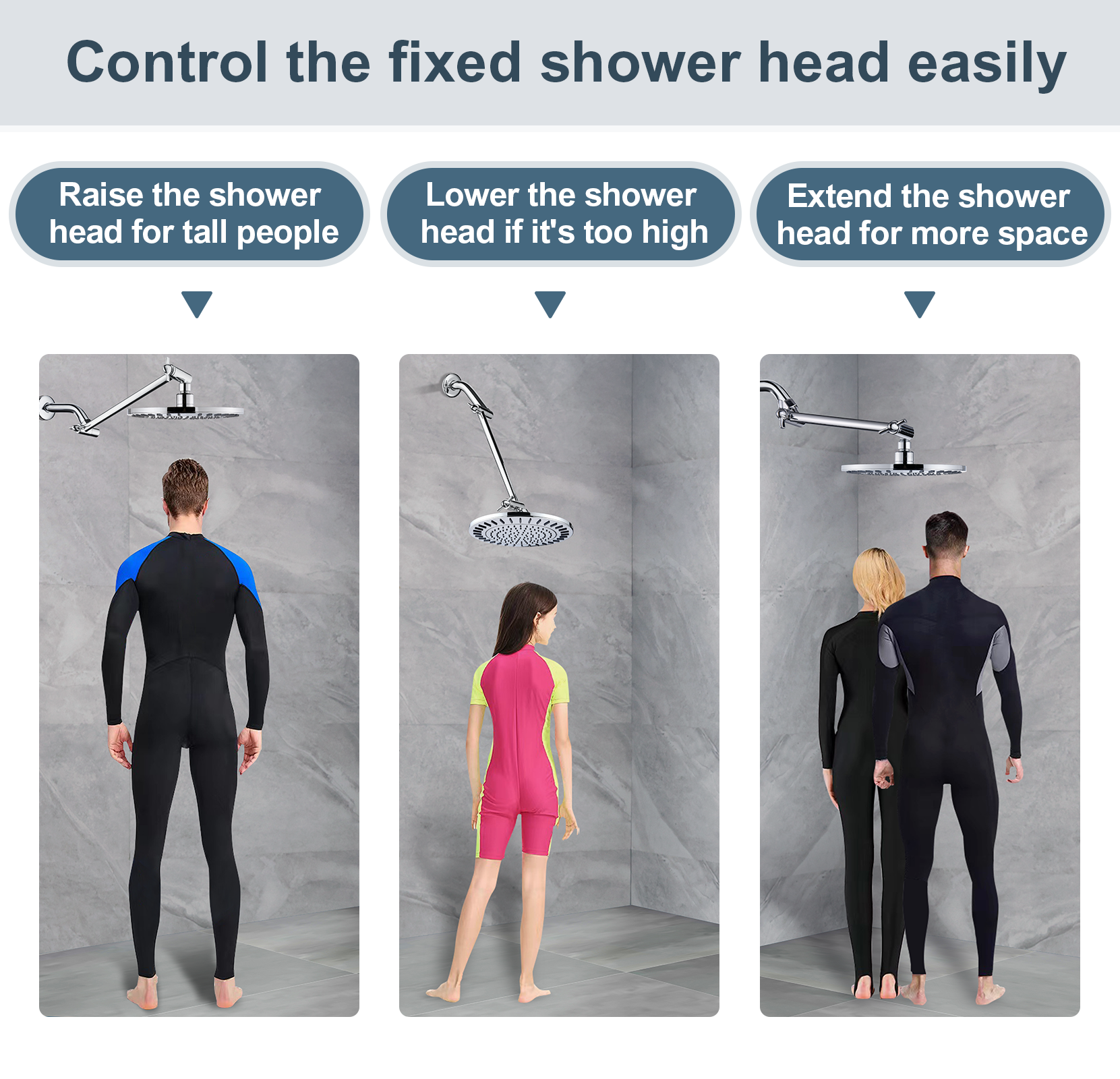 Brass Shower Head Extension Arm, Height & Angle Adjustable,10 Inch