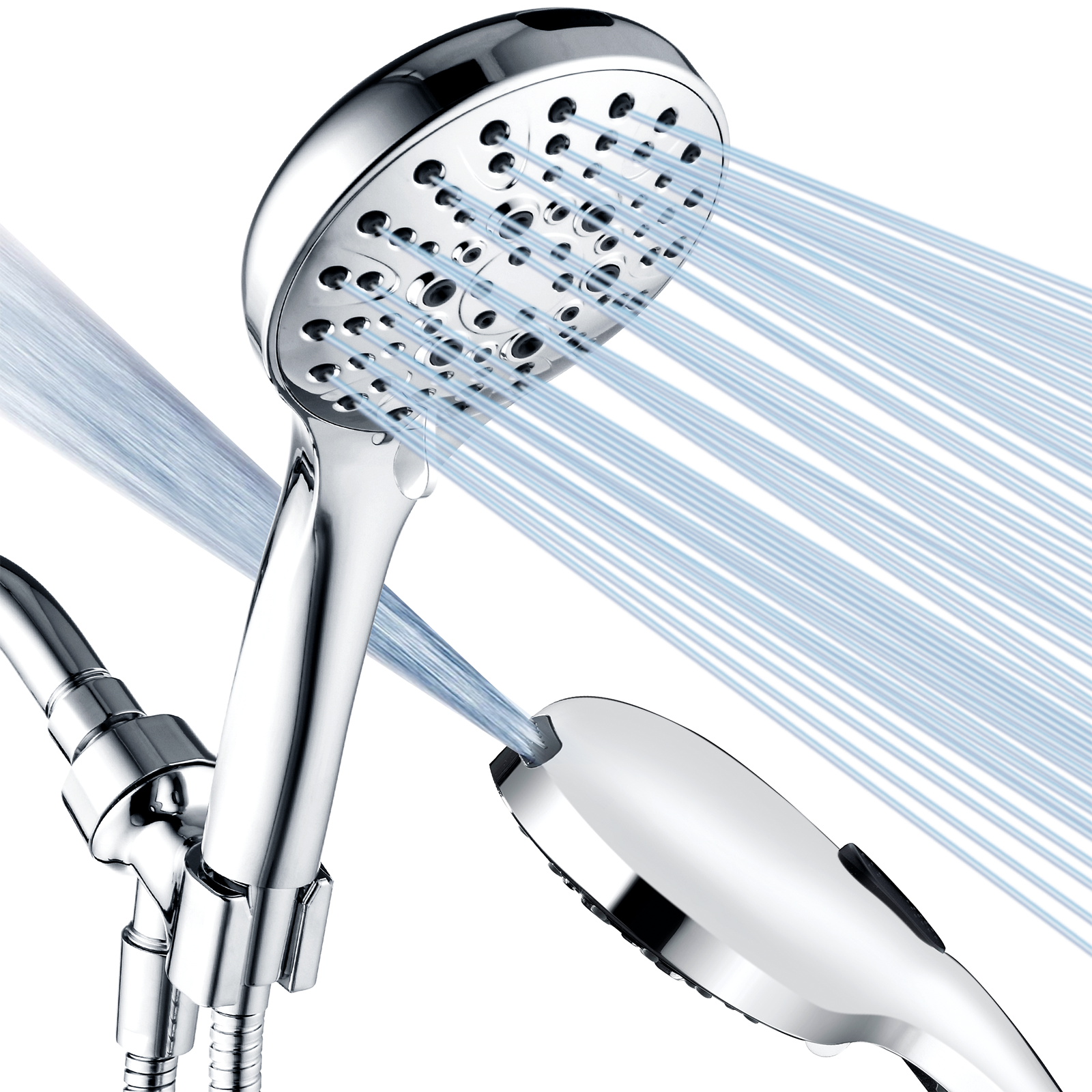 High Pressure Handheld Shower Head, 9-Spray Showerhead with 69" Hose, Bracket