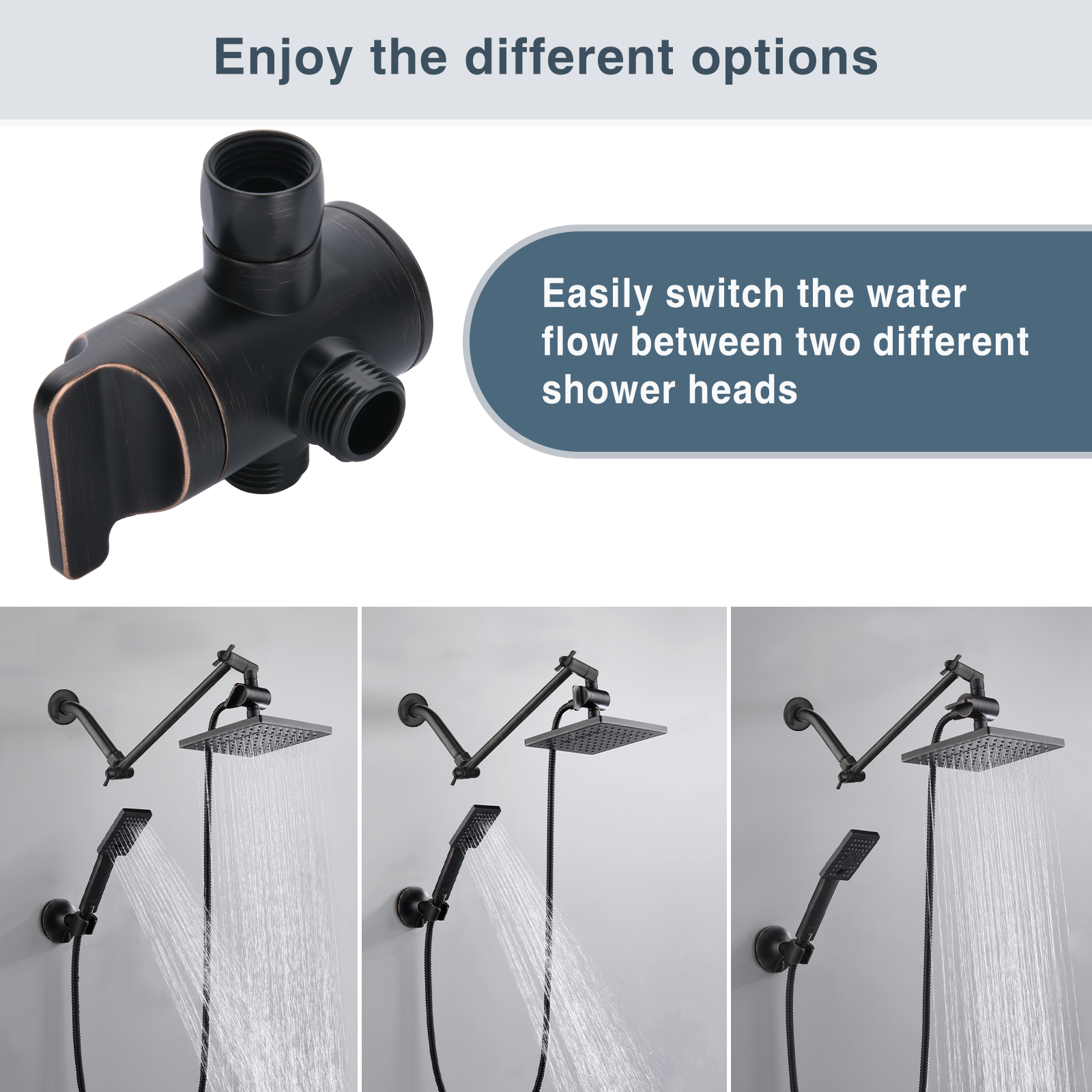 3-Way Shower Head Diverter Valve-Shower Arm Diverter