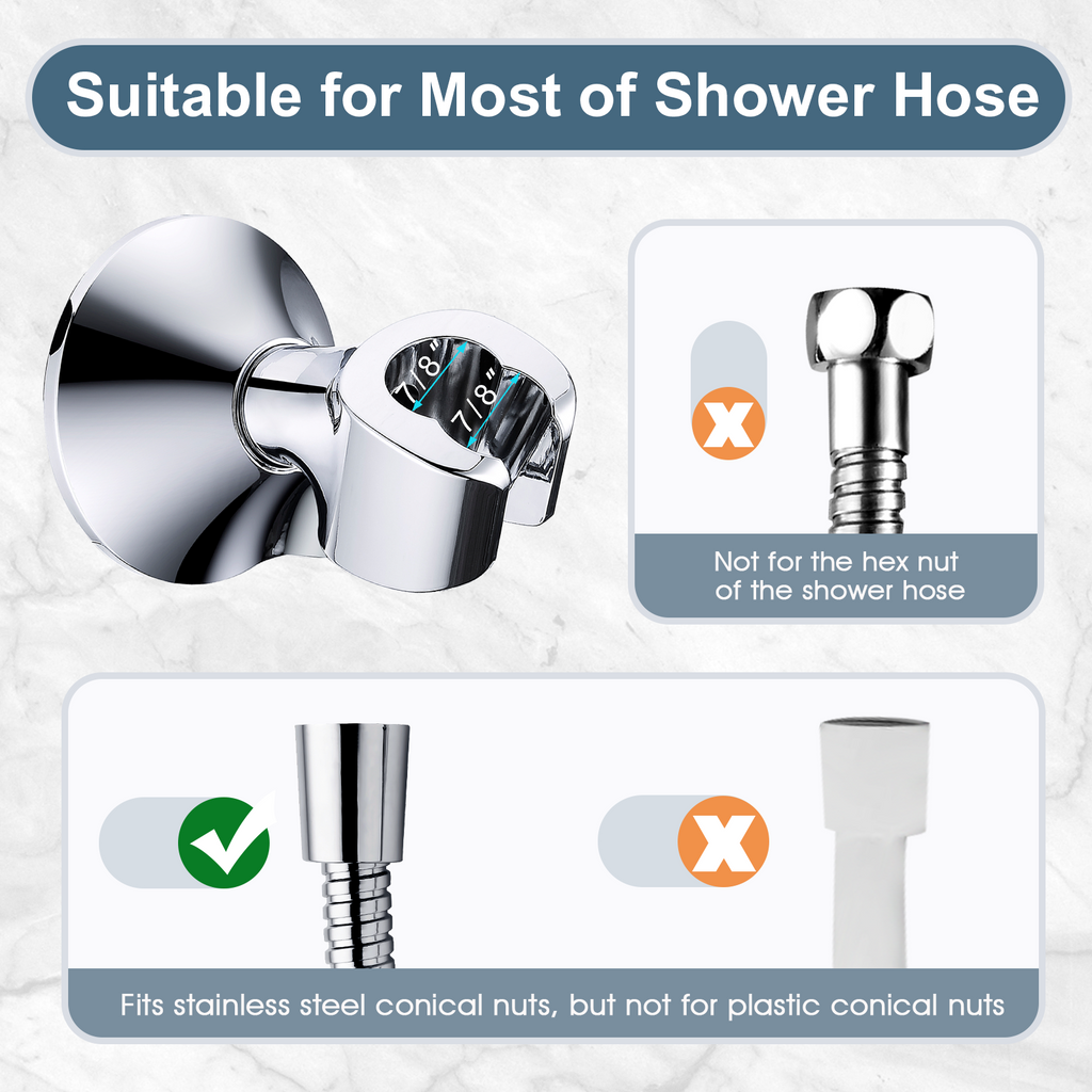 Strong Adhesive Shower Head Holder, Wall Mounted Handheld Shower Bracket, Screw Mounting