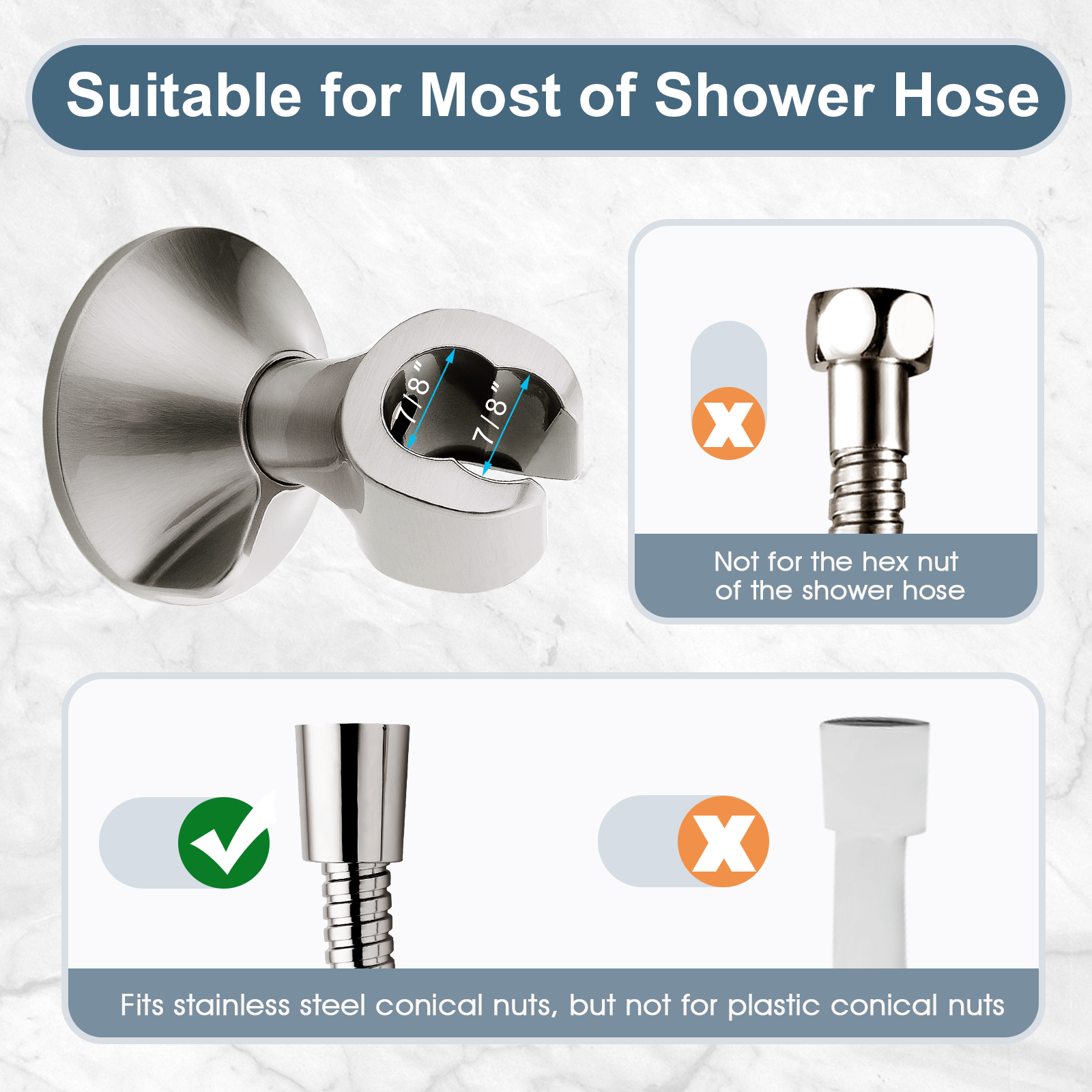 Strong Adhesive Shower Head Holder, Wall Mounted Handheld Shower Bracket, Screw Mounting
