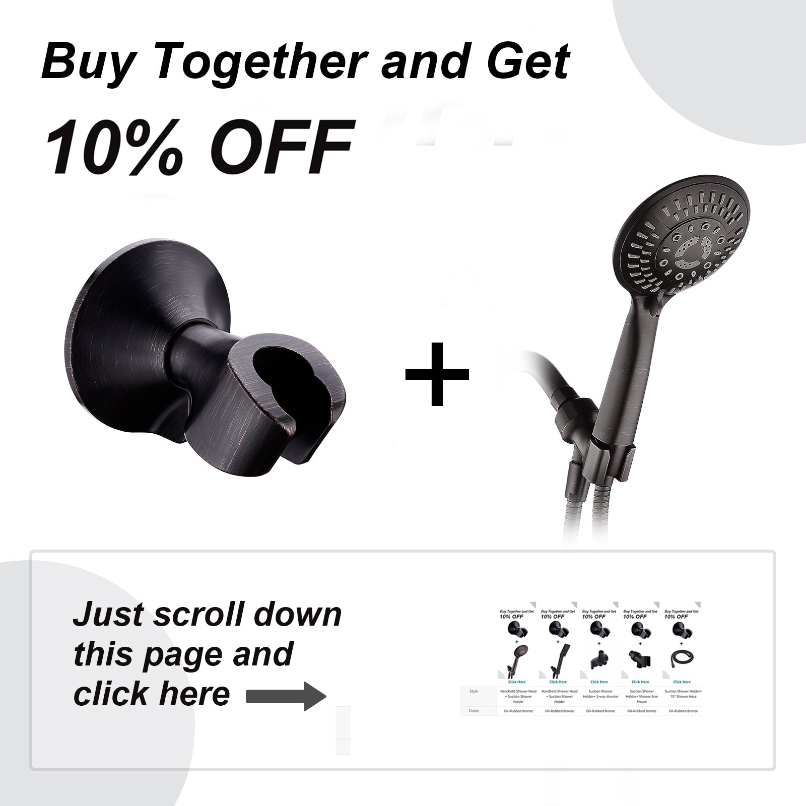 Handheld Shower Head Holder with Dual Angle Positions, Wall Suction Bracket