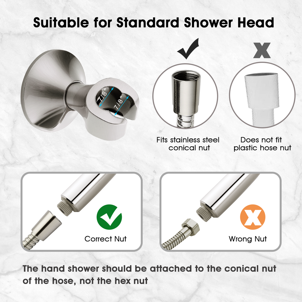 Handheld Shower Head Holder with Dual Angle Positions, Wall Suction Bracket