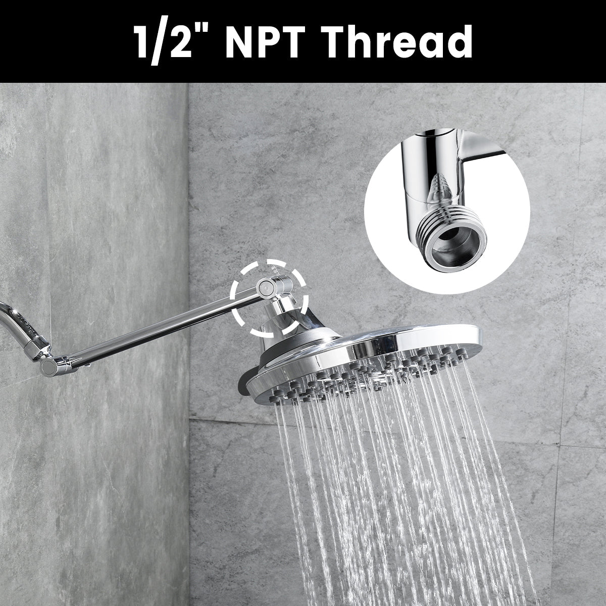 Brass Shower Head Extension Arm, Height & Angle Adjustable,10 Inch
